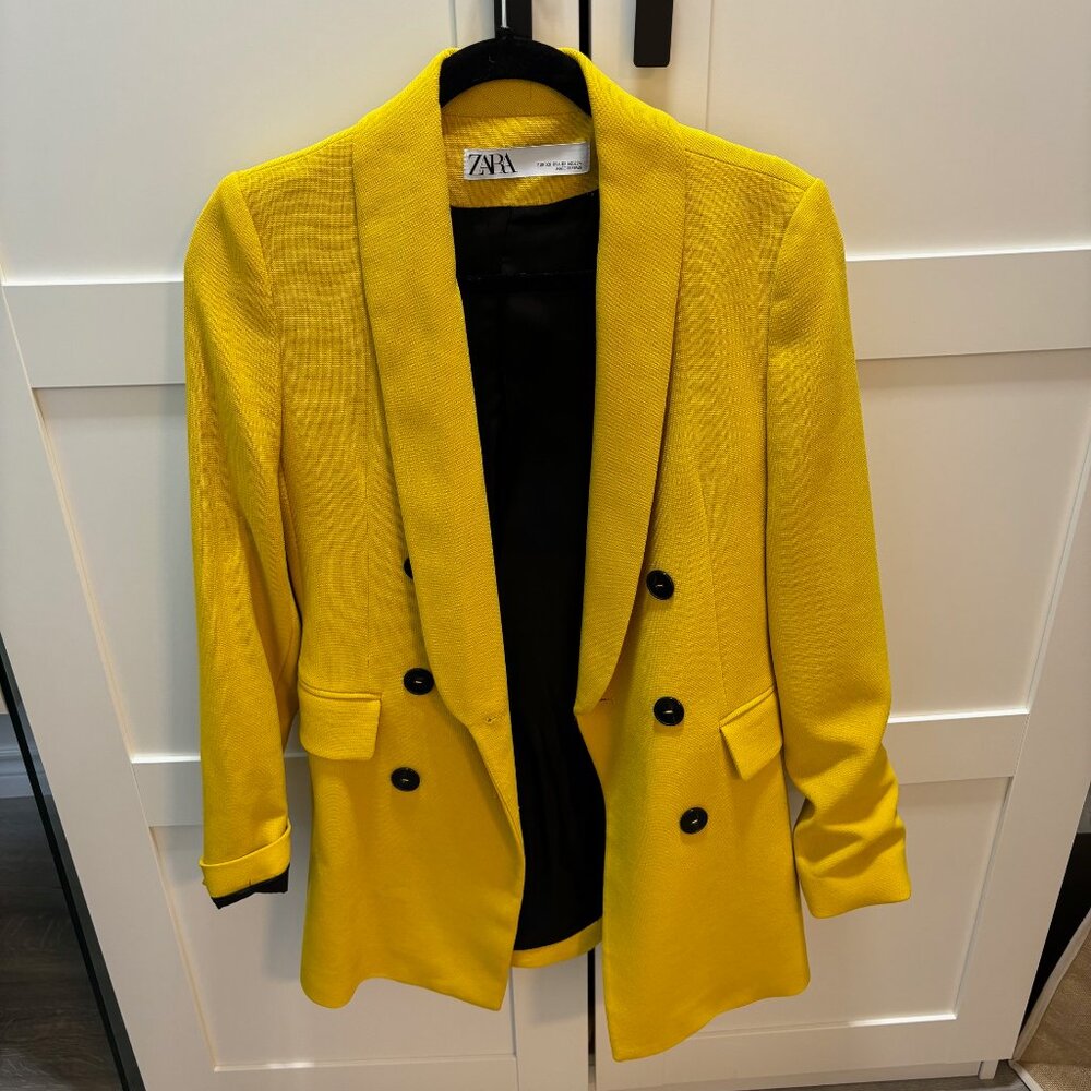 Like New Zara Yellow Double Breasted Blazer Size XS